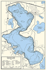 1975 Map of Crescent Lake Oneida County Wisconsin