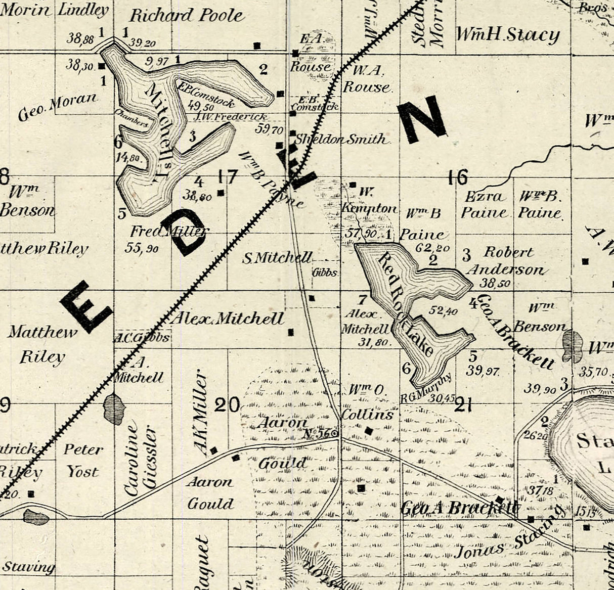 1873 Map of Eden Prairie Township Hennepin County Minnesota