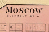 1877 Town Map of New Richmond Clermont County Ohio Moscow