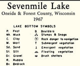 1967 Map of Sevenmile Lake Oneida and Forest County Wisconsin