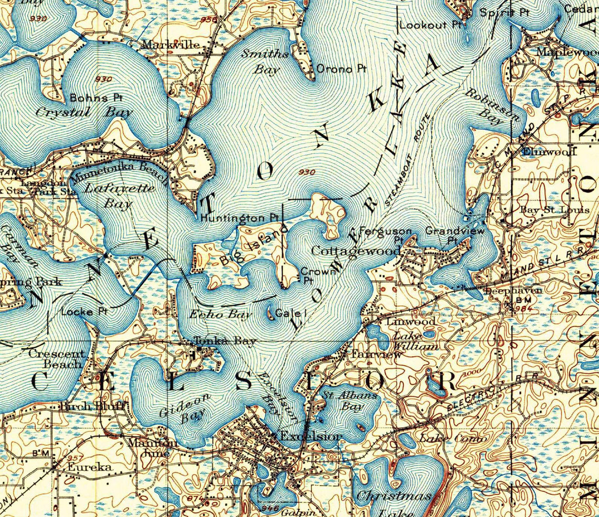 1907 Topo Map of Minnetonka Minnesota Shakopee