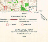 1958 Topo Map of Shakopee Minnesota Quadrangle