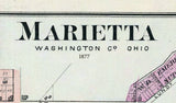 1877 Town Map of Marietta Washington County Ohio