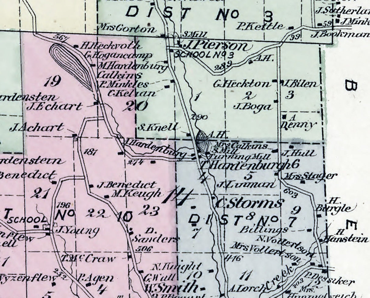 1875 Map of Callicoon Township Sullivan County New York