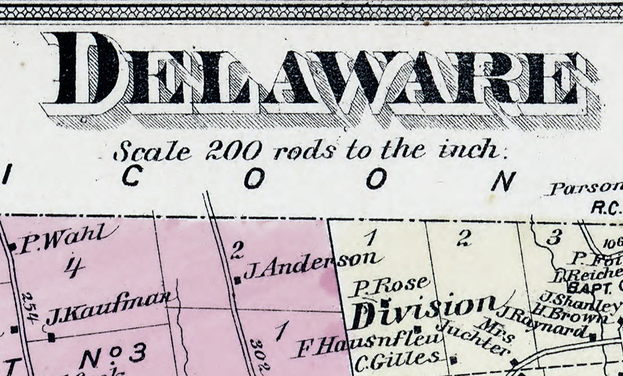 1875 Map of Delaware Township Sullivan County New York