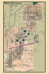 1871 Town Map of Moundsville Marshall County West Virginia