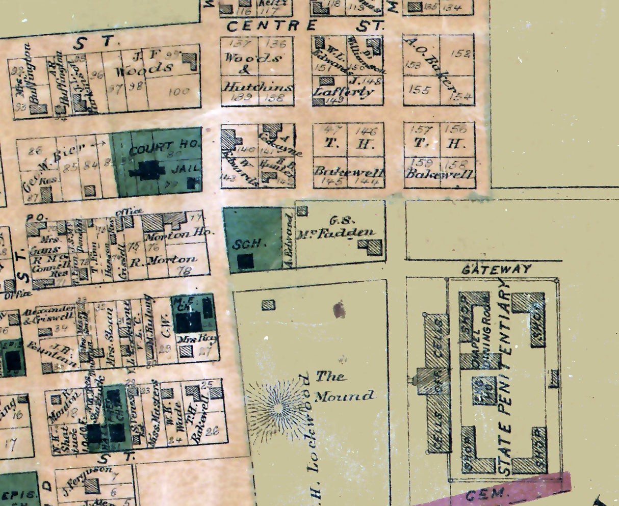 1871 Town Map of Moundsville Marshall County West Virginia