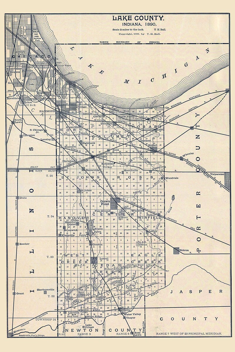 1890 Map of Lake County Indiana