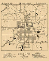 1907 Town Map of Bedford Lawrence County Indiana