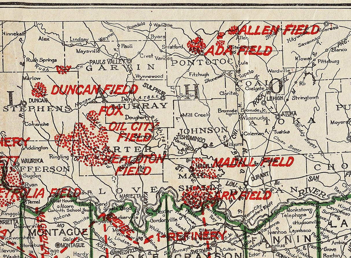 1914 Oil and Gas Field Map of Texas