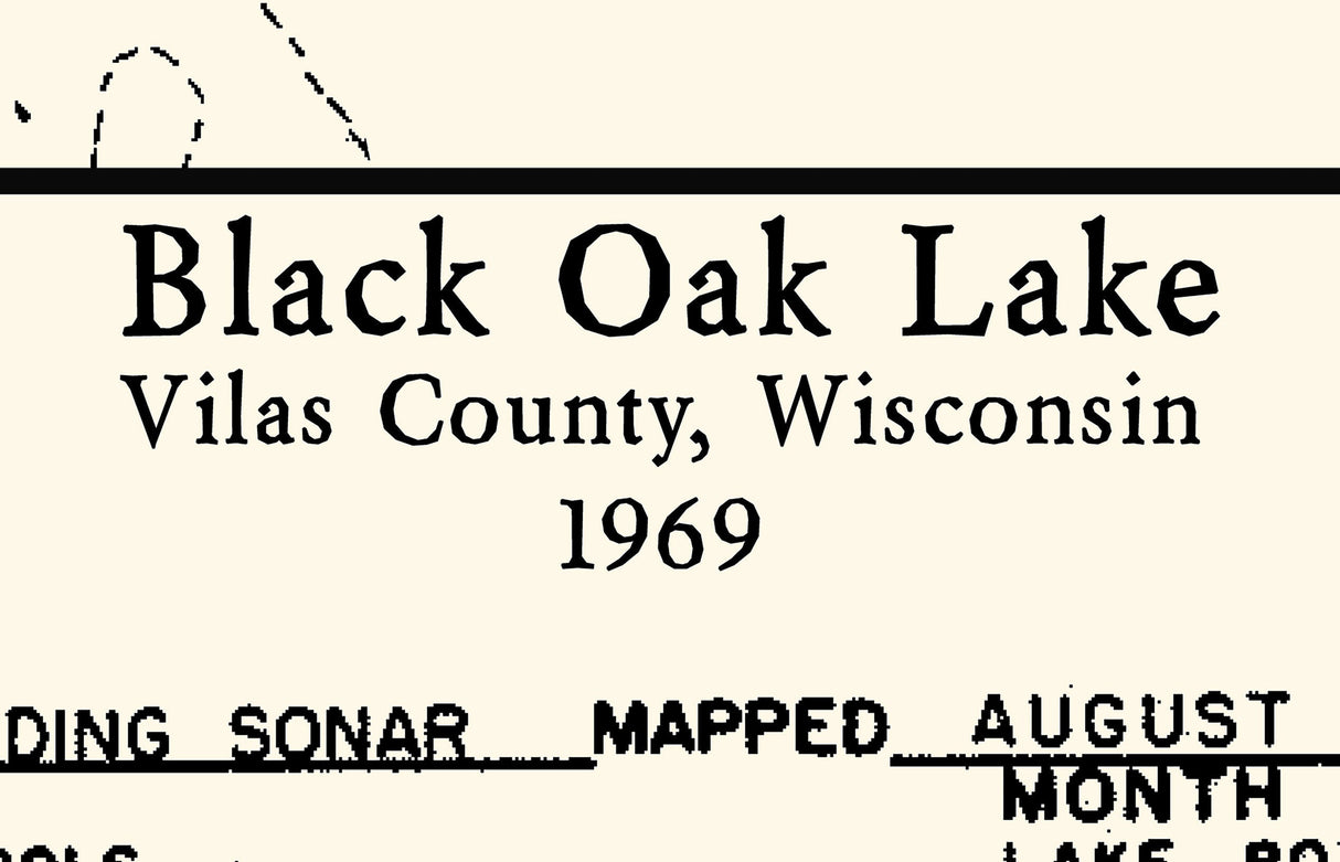 1969 Map of Black Oak Lake Vilas County Wisconsin