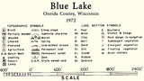 1972 Map of Blue Lake Oneida County Wisconsin