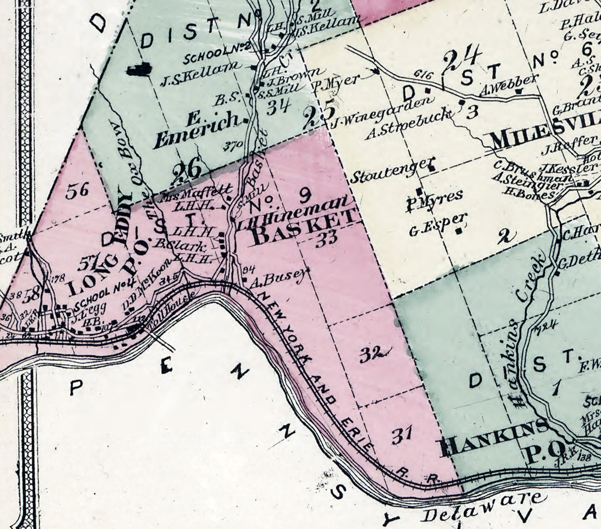 1875 Map of Fremont Township Sullivan County New York