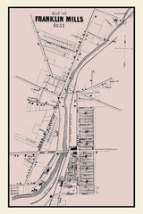 1857 Town Map of Franklin Mills Portage County Ohio