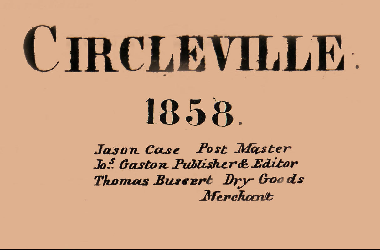 1858 Town Map of Circleville Pickaway County Ohio