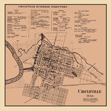 1858 Town Map of Circleville Pickaway County Ohio
