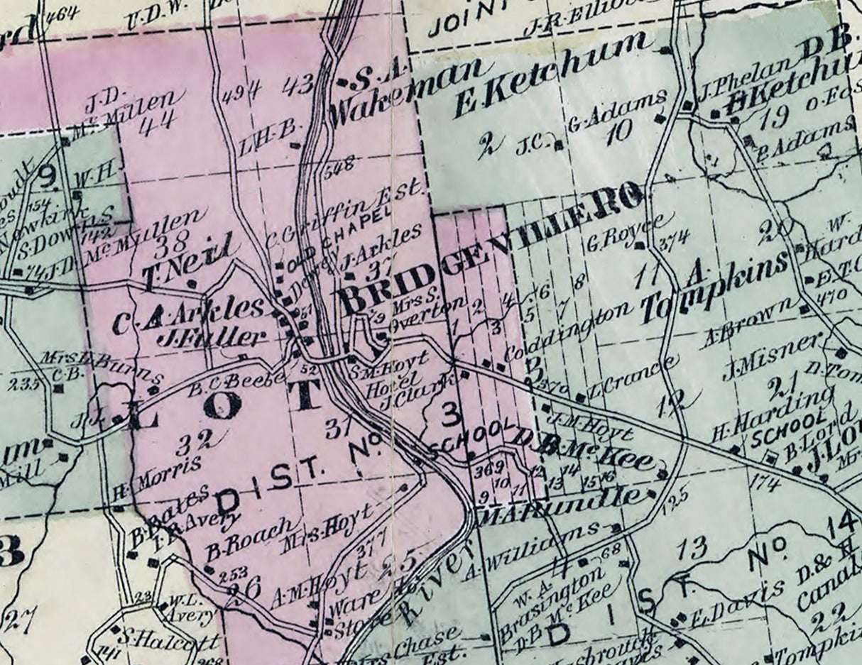 1875 Map of Thompson Township Sullivan County New York