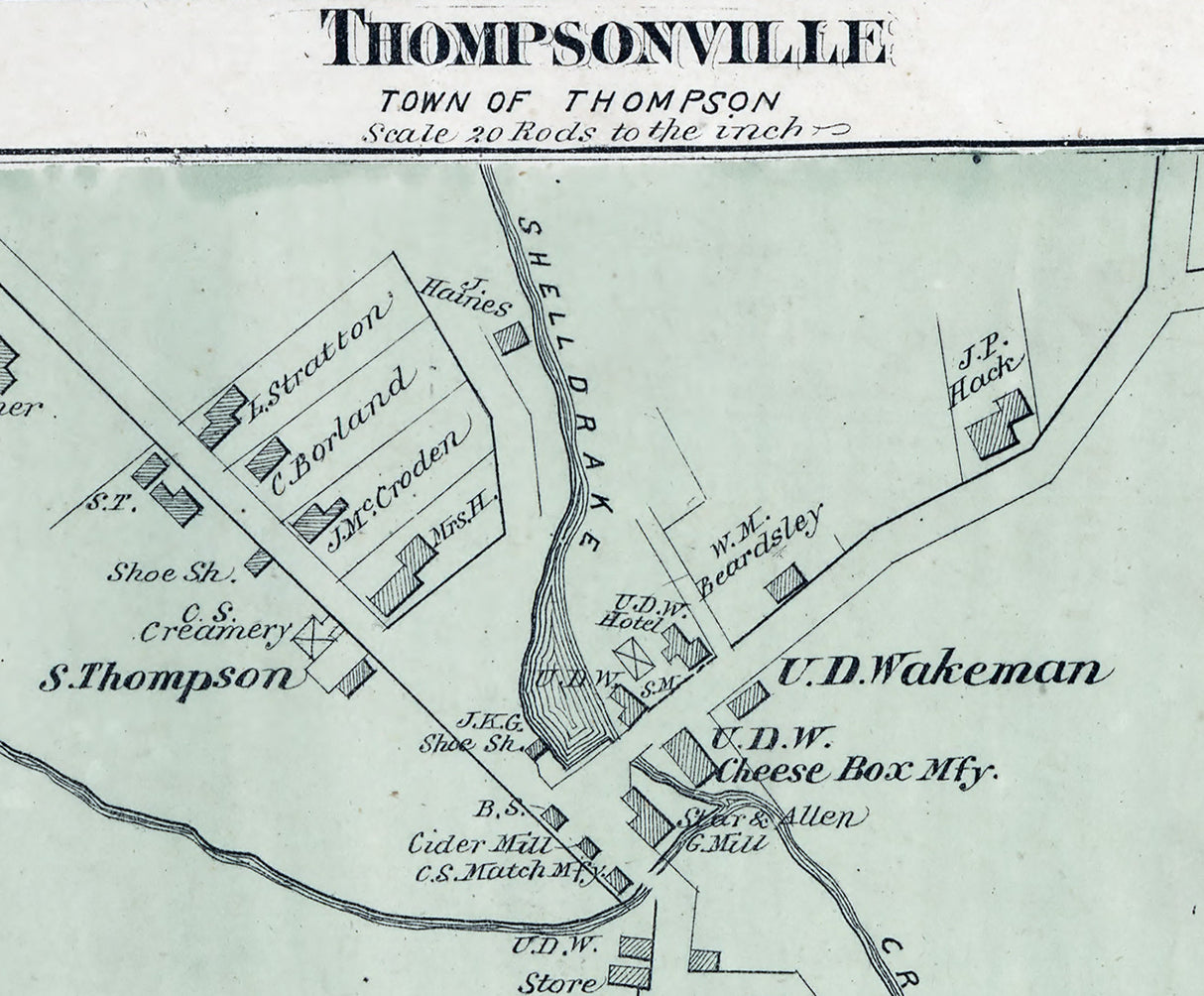 1875 Map of Thompson Township Sullivan County New York