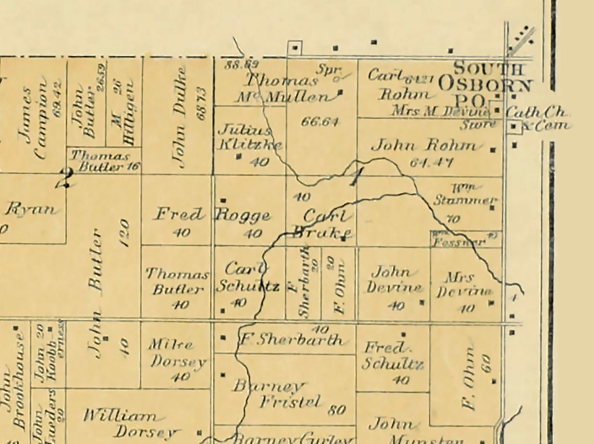 1889 Map of Center Township Outagamie County Wisconsin
