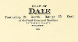1889 Map of Dale Township Outagamie County Wisconsin