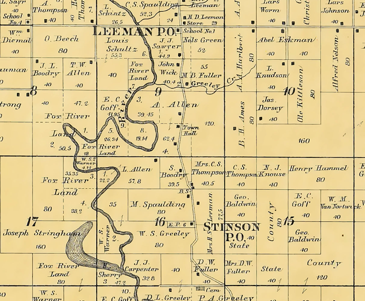 1889 Map of Main Township Outagamie County Wisconsin