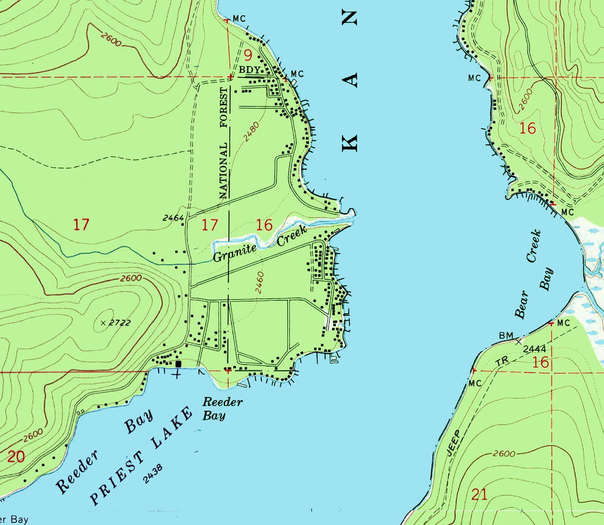 1967 Map of Priest Lake Idaho