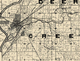 1897 Farm Line Map of Carroll County Indiana