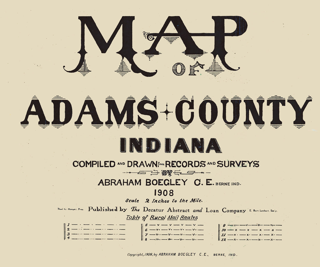 1908 Farm Line Map of Adams County Indiana