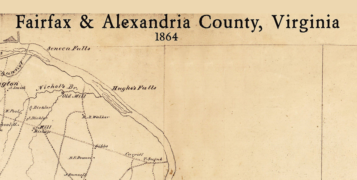 1864 Map of Fairfax and Alexandria County Virginia