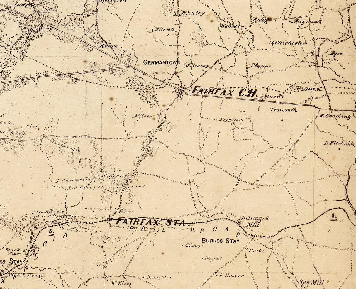 1864 Map of Fairfax and Alexandria County Virginia