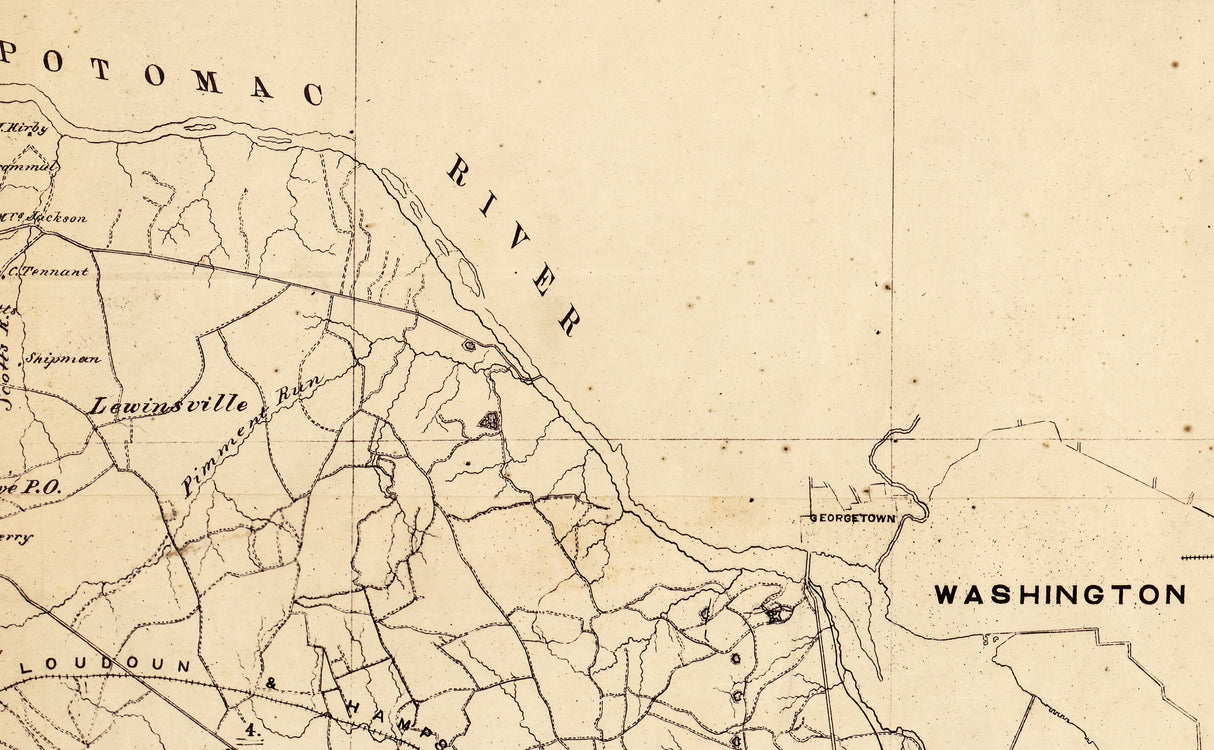1864 Map of Fairfax and Alexandria County Virginia