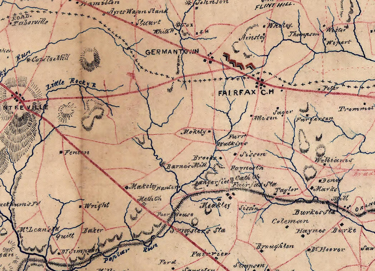 1864 Map of Fairfax County Virginia and Parts of Loudoun and Prince William County