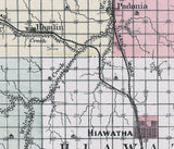 1887 Map of Brown County Kansas Hamlin Hiawatha