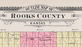 1904 Map of Rooks County Kansas Stockton Plainville