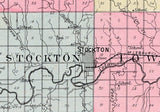 1904 Map of Rooks County Kansas Stockton Plainville