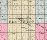 1904 Map of Rooks County Kansas Stockton Plainville