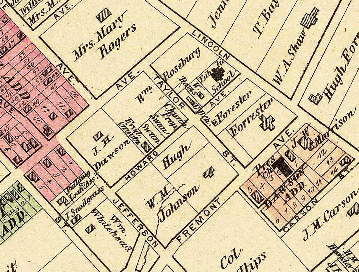 1877 Town Map of Bellevue Borough Allegheny County Pennsylvania