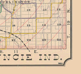 1903 Map of Delaware County Indiana