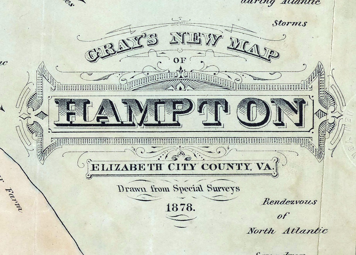 1878 Town Map of Hampton Elizabeth City County Virginia