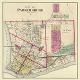 1877 Map of Parkersburg Wood County West Virginia