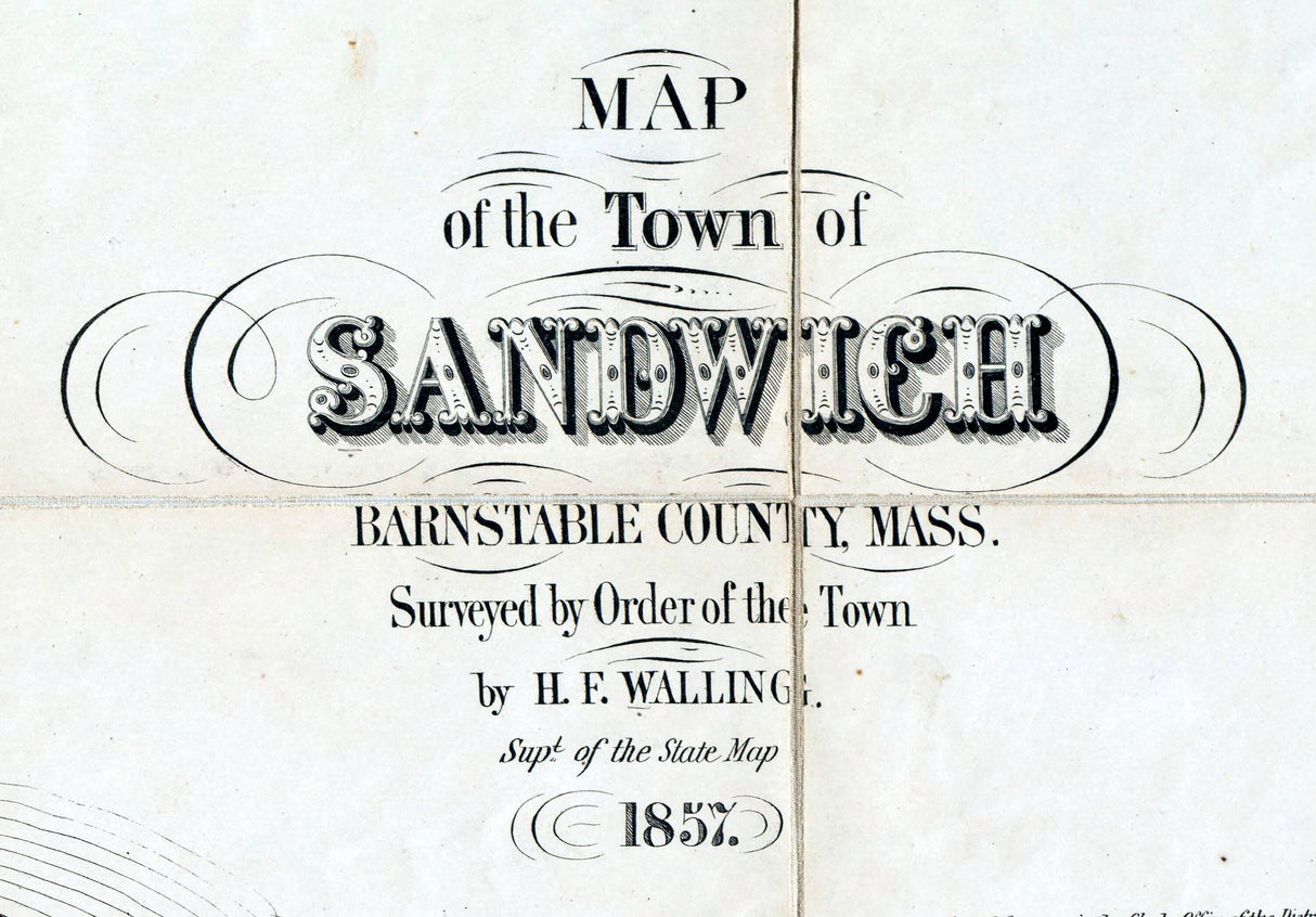 1857 Town Map of Sandwich Barnstable County Massachusetts
