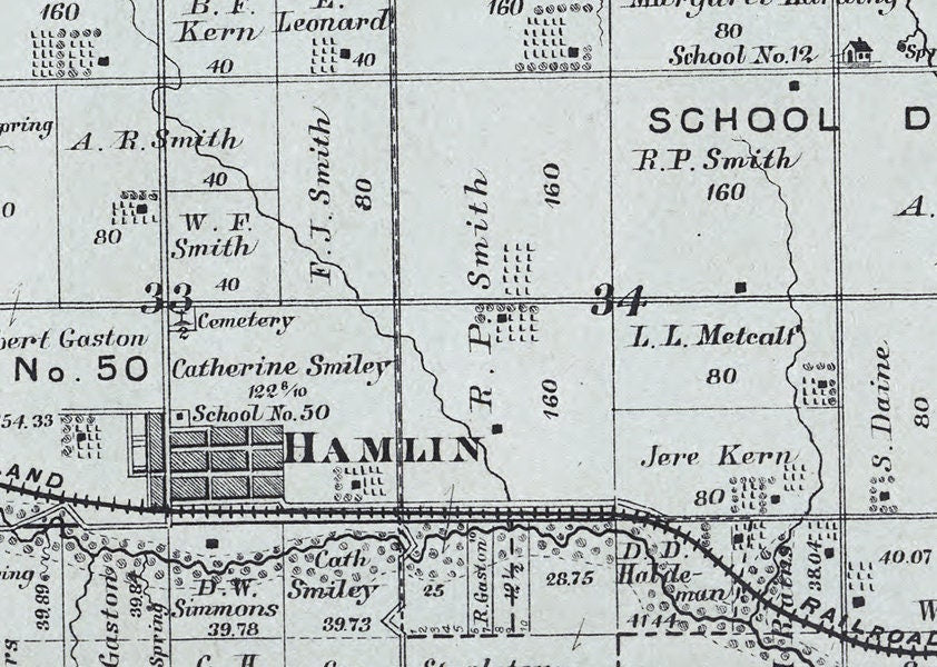 1887 Map of Hamlin Township Brown County Kansas