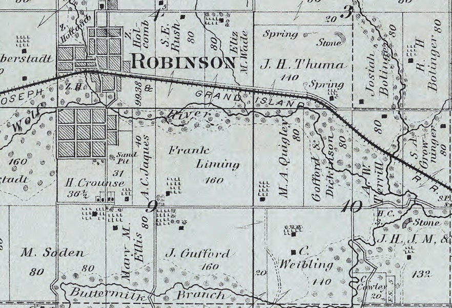 1887 Map of Robinson Township Brown County Kansas