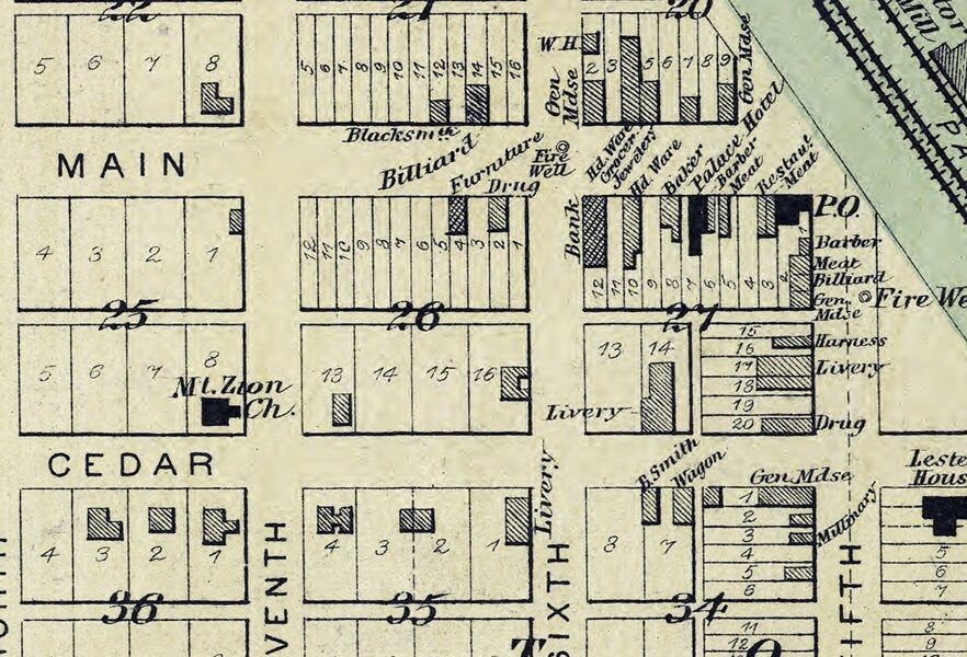 1887 Map of the city of Everest Brown County Kansas