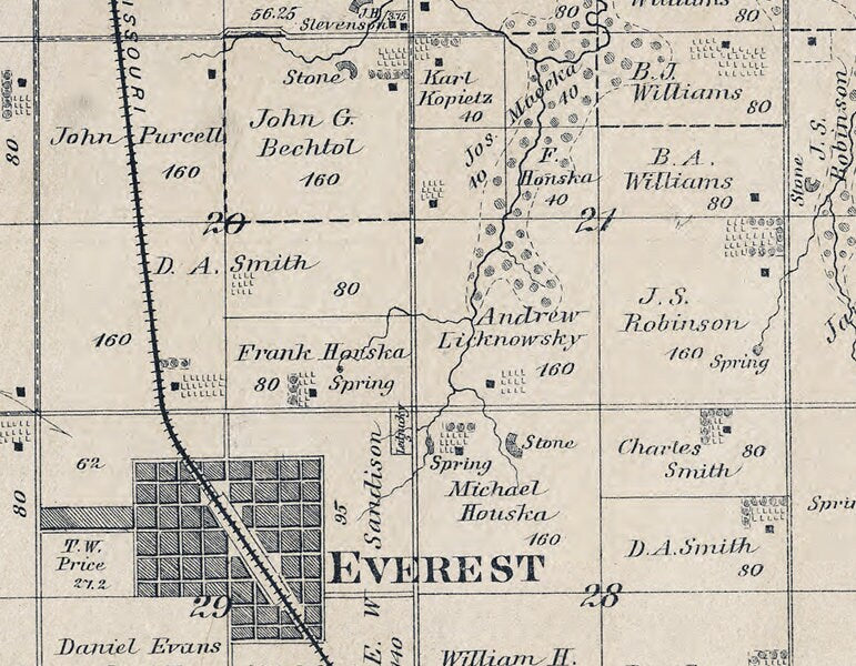 1887 Map of Washington Township Brown County Kansas