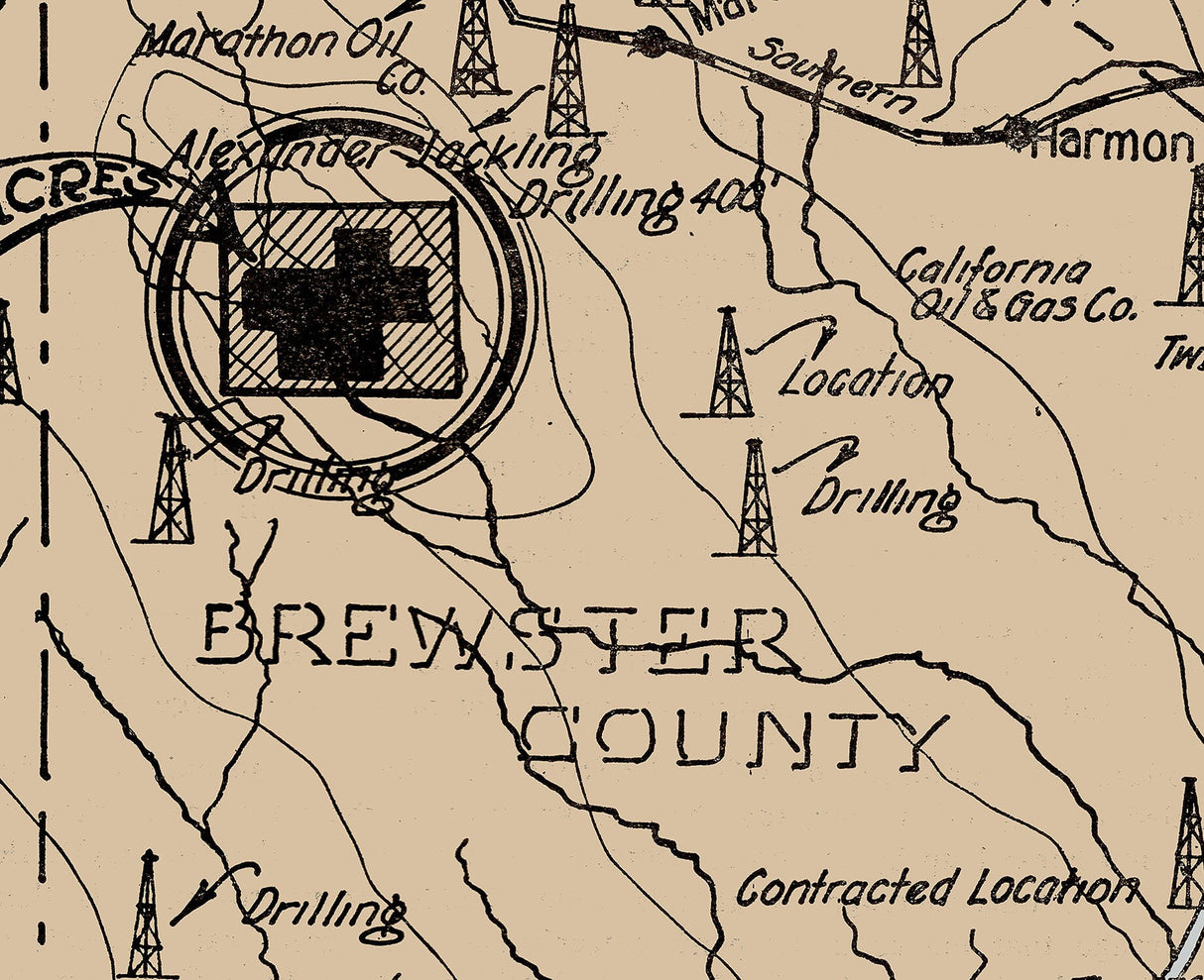 1920 Oil Field Map of Brewster County Texas