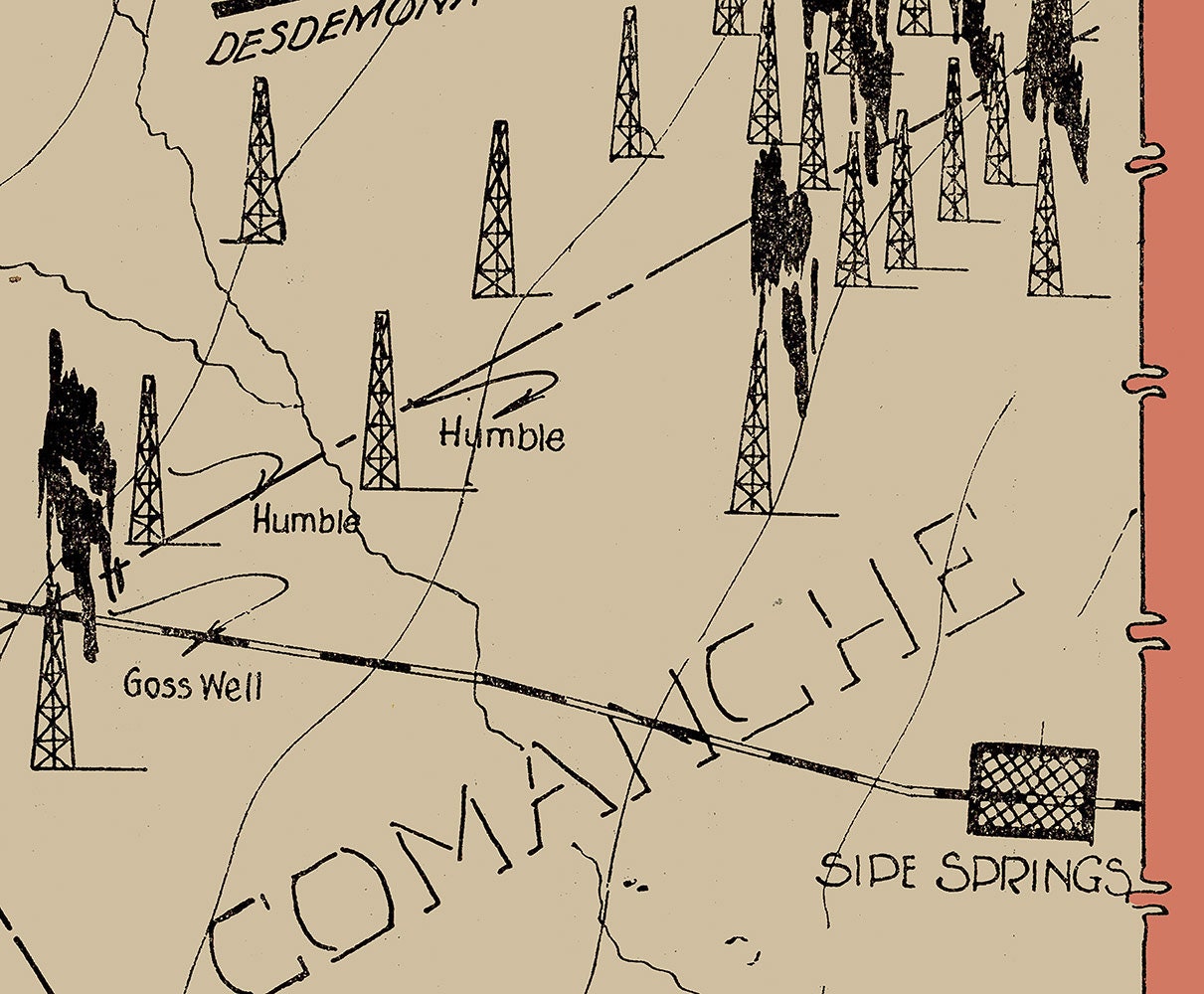 1920 Oil Field Map of Sipe Springs District Comanche and Eastland County Texas