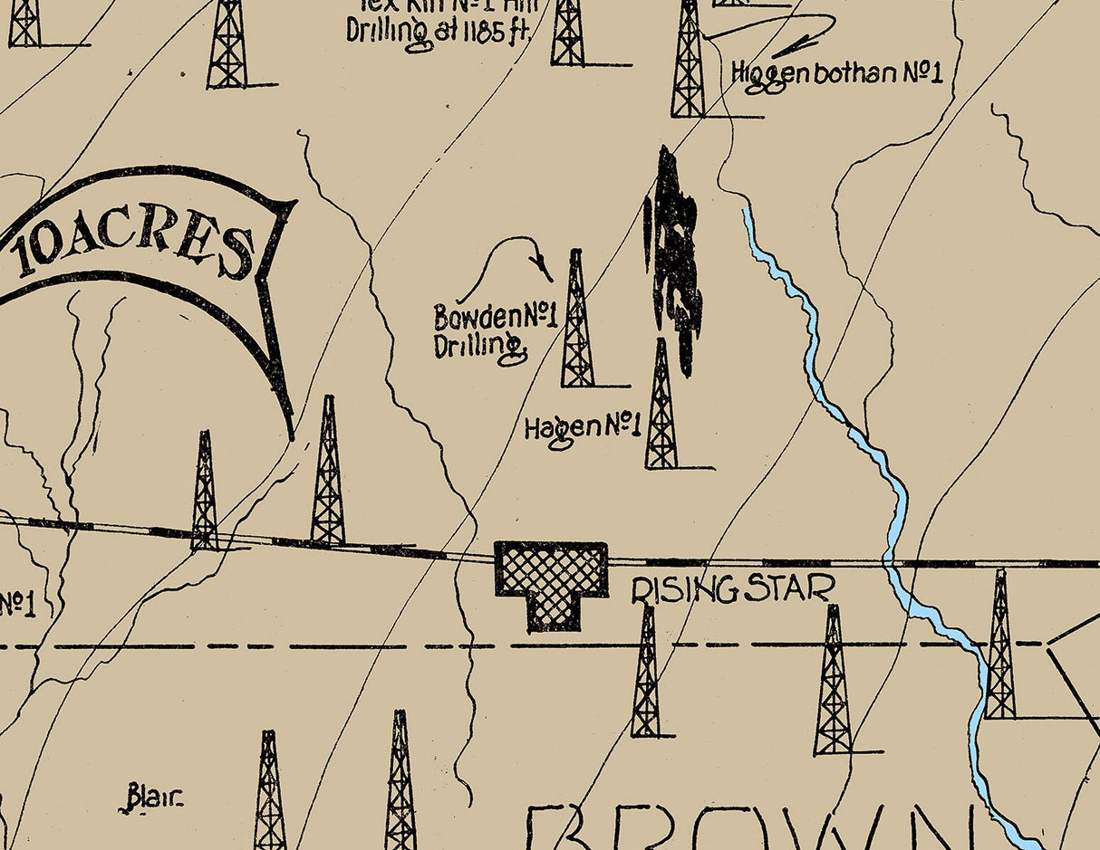 1920 Oil Field Map of Sipe Springs District Comanche and Eastland County Texas