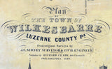1850 Town Map of Wilkes-Barre Luzerne County Pennsylvania