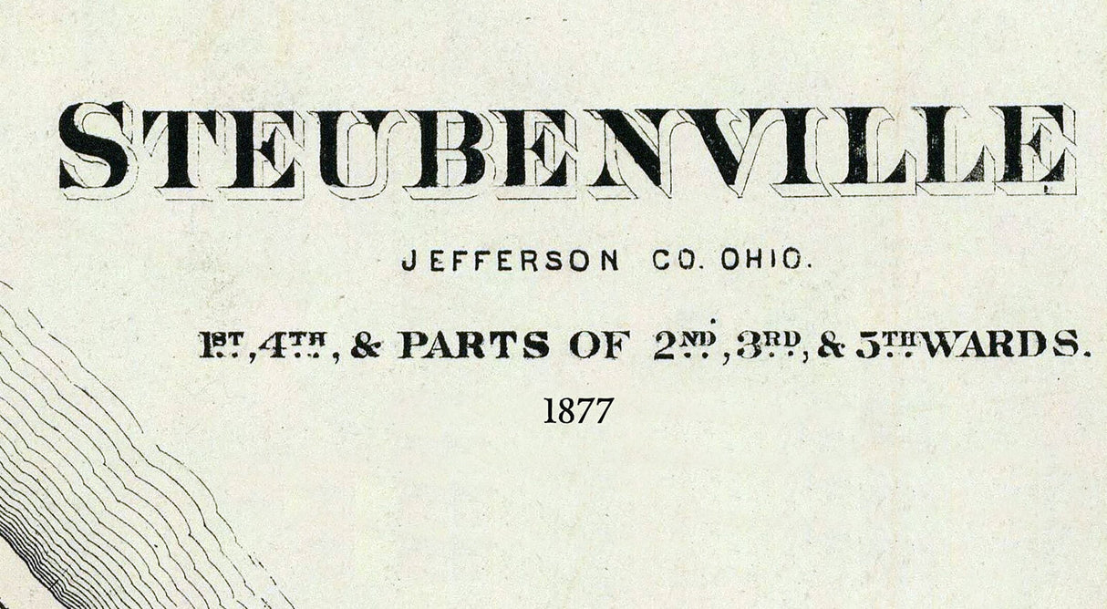 1877 Map of Steubenville Jefferson County Ohio
